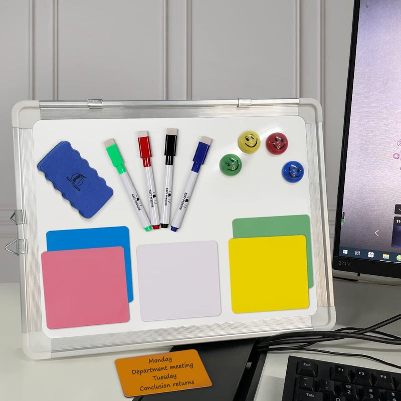 Navy Penguin Whiteboard Set - White Board 15 x 12 in with 1 Dry Erase Eraser, 4 Dry Wipe Markers, 4 Magnets and 6 Magnetic Labels - Small Wall Hanging Reminder Magnetic Board for Home, Office, Cubicle and Desk - Image 4